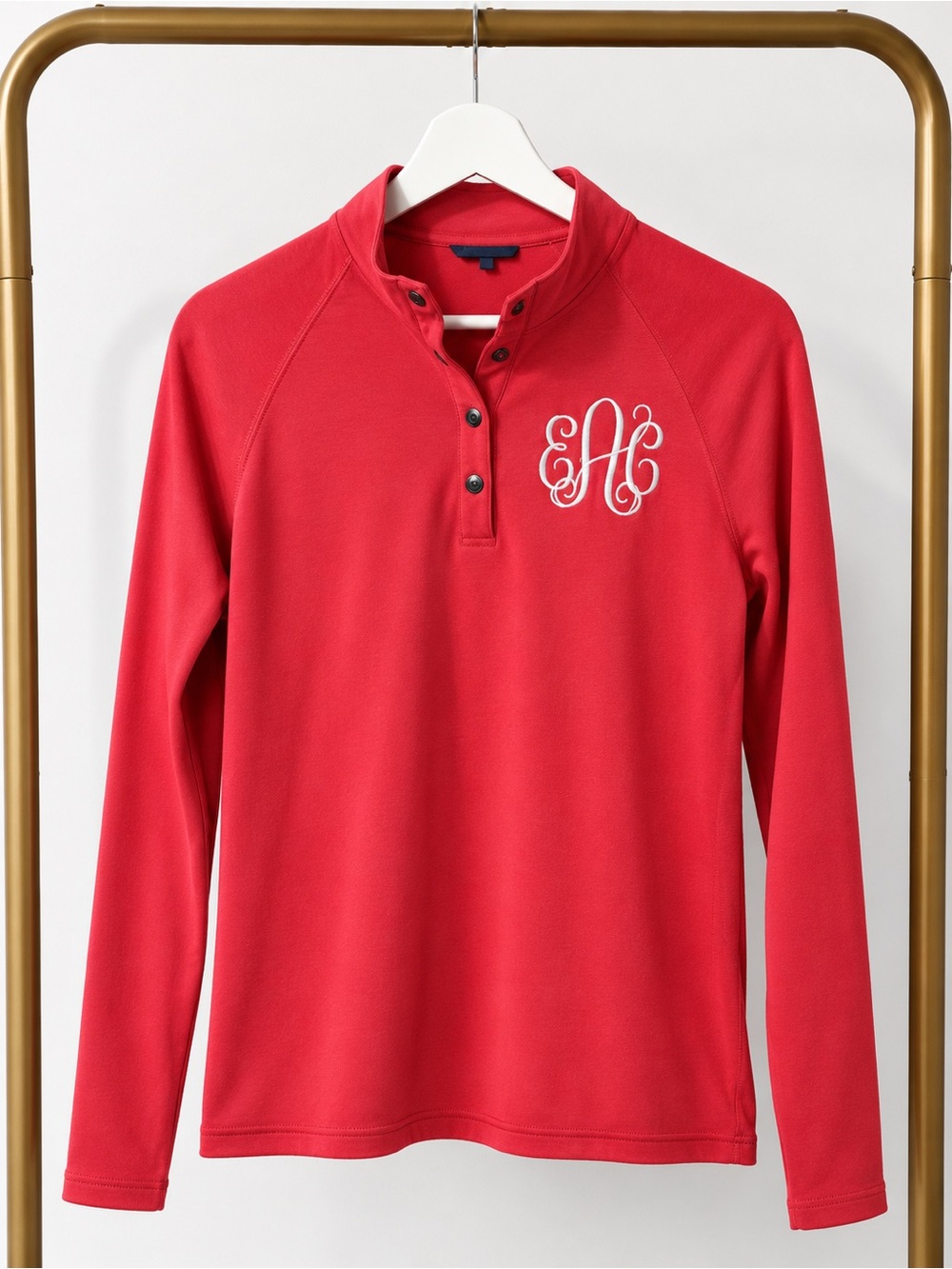 Charles River Apparel Coral Monogram Quarter Button Pullover
